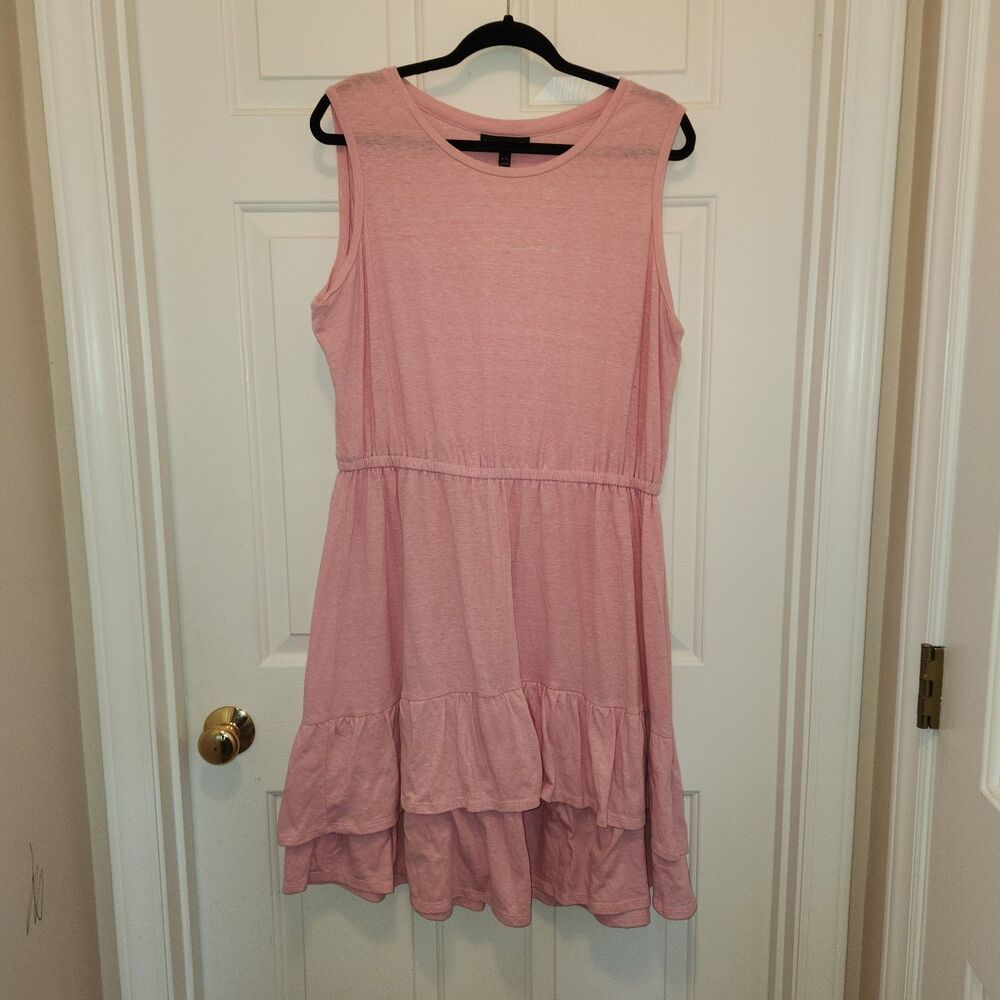 Lane Bryant Pink Womens Plus Size Ruffle Above-knee Mini Dress Size 14/16 A-line